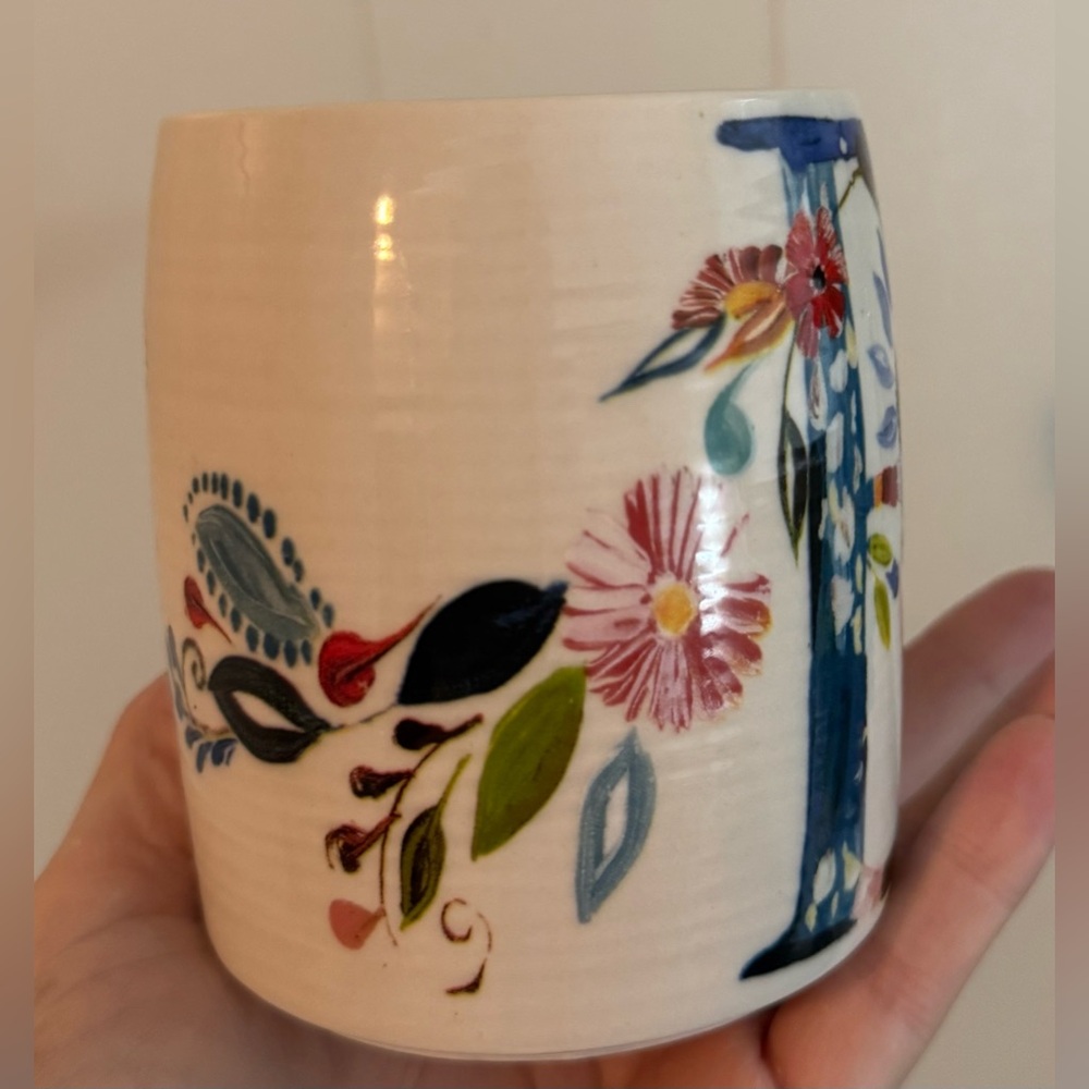 Anthropologie Petal Palette Monogram Letter B Initial Mug Starla M Halfmann Cup - Picture 4 of 6